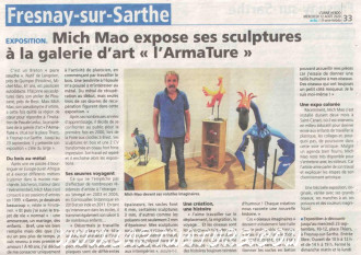Mich Mao expose ses sculptures à la galerie d'art "l'ArTmature" de Orne Hebdo