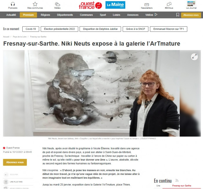 Fresnay-sur-Sarthe. Niki Neuts expose à la galerie l’ArTmature de Ouest France